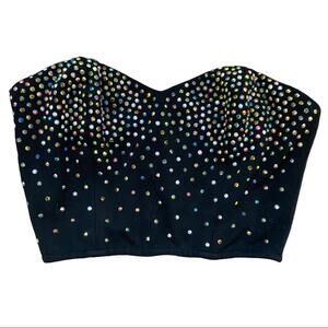 Pins & Needles Crystal Studded Bralette Bustier Black Top Women's Size Small